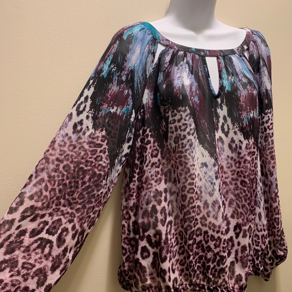 Jennifer Lopez L/S Animal Print Blouse NWOT